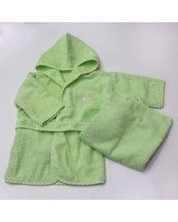 Комплект. махра (халат 6-24 м.+ полотенце) вышивка ( зеленый)