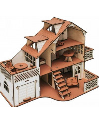 Кукольный домик с гаражем, цвет Дизайнерский шоколад (мебель в комплекте)