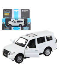 `Автопанорама` Машинка металлическая `Mitsubishi Pajero 4WD Tubro` белый