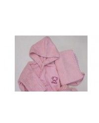 Комплект. махра (халат 6-24 м.+ полотенце). вышивка , розовый
