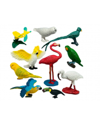 M4131 Набор фигурок Детское Время - Птицы (класс: тропические, в наборе 10 видов: Фламинго, Зеленый попугай, Белая сова, Зеленая кукушка, Белый ибис,