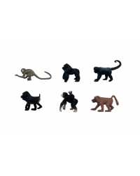 M4133 Набор фигурок Детское Время - Обезьяны (в наборе 6 видов: Черная макака, Горилла, Шимпанзе с детенышем, Павиан, Бабуин, Саймири), серия: Дикие ж