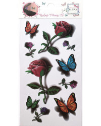 LUKKY FASHION набор тату 3D, бабочки, розы