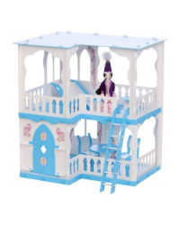 Домик для кукол `Дом Алсу` бело-голубой (с мебелью)