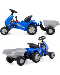 Каталка-трактор с педалями `Turbo-2` синяя