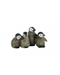 M6024 Фигурка Детское Время - Пингвинята (композиция: четыре птенца императорского пингвина, стоят вместе, цвета: серый, черный, белый), серия: Птицы