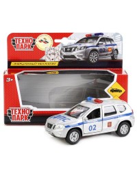 `Технопарк` Металлическая инерционная машина Nissan Terrano Полиция, 12 см, открывающиеся двери и багажник, в/к
