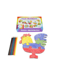Деревянная игрушка Пазл-раскраска `Петушок`