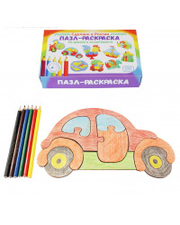 Деревянная игрушка Пазл-раскраска `Машинка`