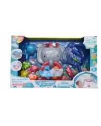 Набор игрушек для купания ` Водный баскетбол` в комплекте морские обитатели и корзина-слоник, в/к 53*8*32 см