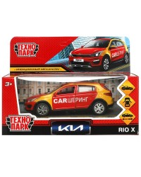 `Технопарк` Машина металл KIA RIO X КАРШЕРИНГ 12 см, двери, багаж, инерц, красный, в/к