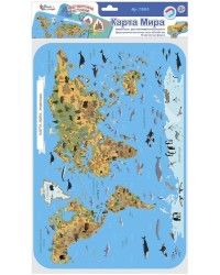 Игра магнитная `Карта мира. Животные. Достопримечательности`