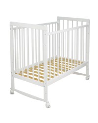 Кровать детская `Милана ЭКО`(колесо, качалка, 2 уровня фиксации передней стенки)(Indigo) (белый)