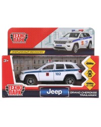 `Технопарк` Машина металл `jeep grand cherokee полиция` 12см, инерц., белый в/к
