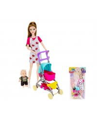 Кукла Miss Kapriz Мама с малышом в коляске, в пак.