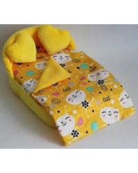 Набор мебели (кровать,2 подушки, одеяло) `Коты желтые`