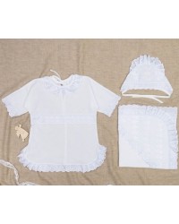 Крестильный набор (платье, уголок 80*80, чепчик) хлопок 100%, рост 68-74, девочка