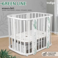 Превью-фото #1 Кровать детская `Indigo `Green Line` 5 в 1 (ложе 70*100 и 70*140) с поперечным маятником, массив березы, МДФ (травинки)