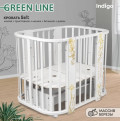 Превью-фото #1 Кровать детская `Indigo `Green Line` 5 в 1 (ложе 70*100 и 70*140) с поперечным маятником, массив березы, МДФ (цветы)
