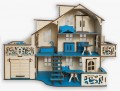 Превью-фото #1 Кукольный домик из дерева с гаражем `Синий` (с мебелью)