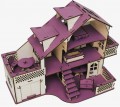 Превью-фото #2 Кукольный домик из дерева с гаражем `Фиолетовый` (с мебелью)