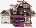 Превью-фото #1 Кукольный домик из дерева с гаражем `Фиолетовый` (с мебелью)
