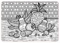 Превью-фото #1 Коврик-раскраска маленький `Фруктовый микс с ананасом` размер 48х33,5 см