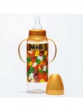 Превью-фото #1 Бутылочка для кормления `Мармелад M&B` 250 мл цилиндр, с ручками